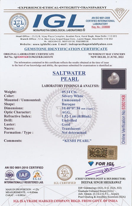 Keshi Pearl 5.14 Carats / 5.65 Ratti