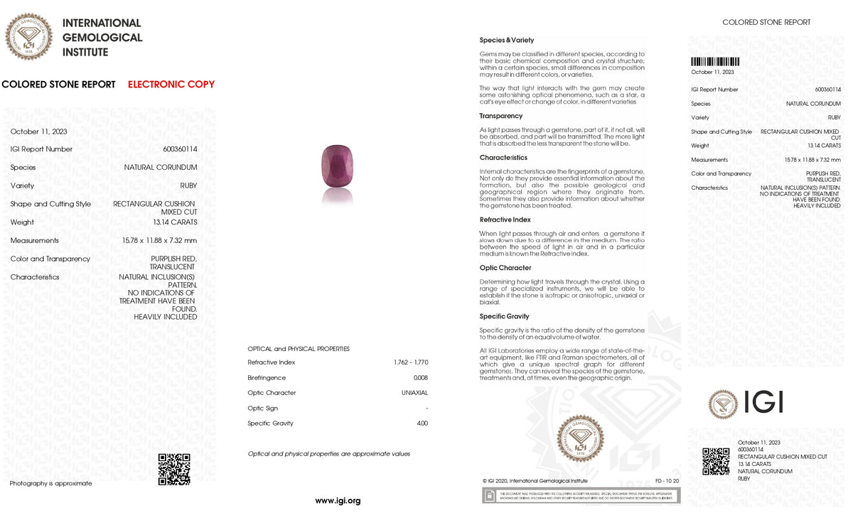 Mozambique Ruby (Manik) 13.14 Carats / 14.44 Ratti