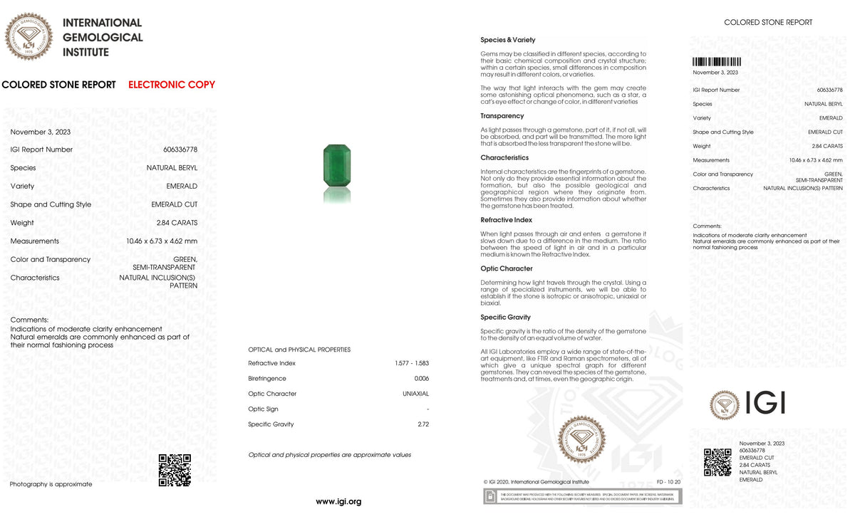 Zambian Emerald (Panna) 2.84 Carats / 3.12 Ratti