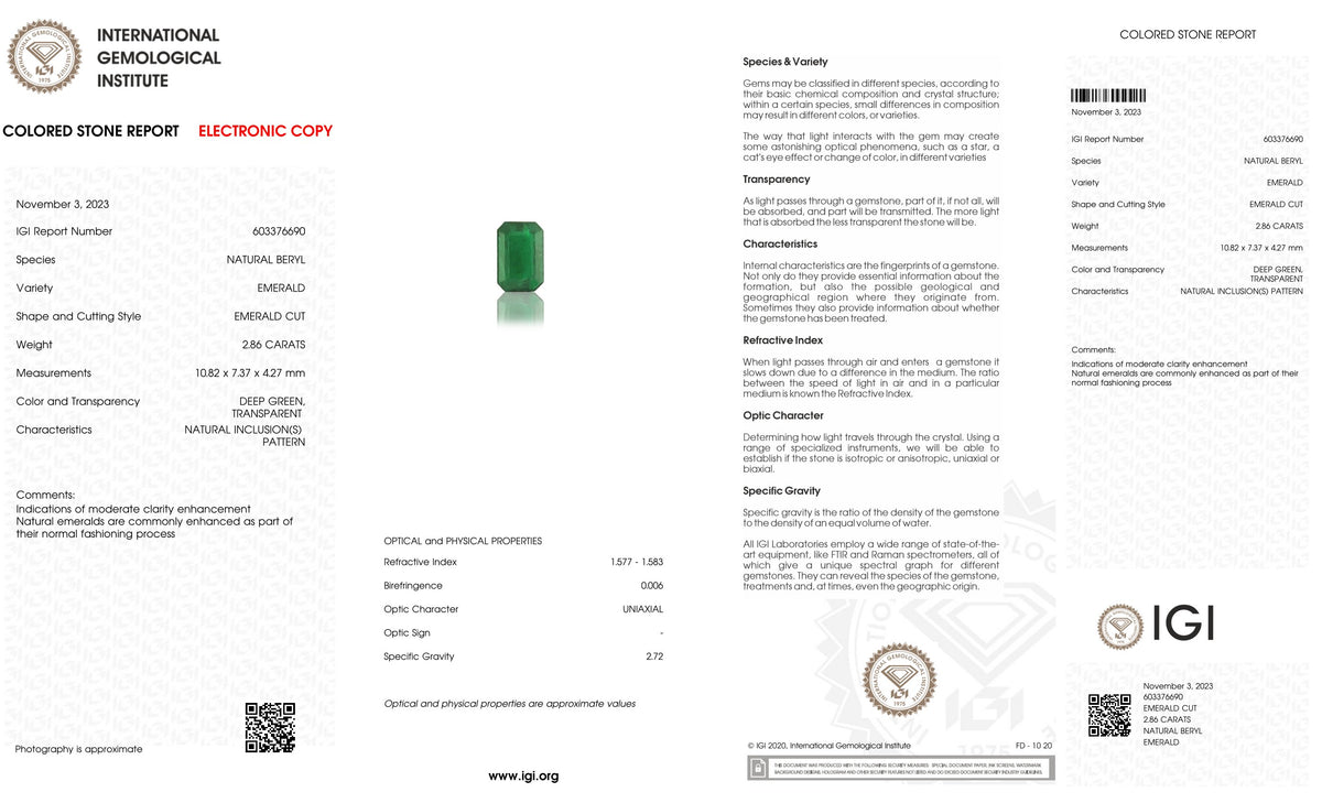 Zambian Emerald (Panna) 2.86 Carats / 3.14 Ratti