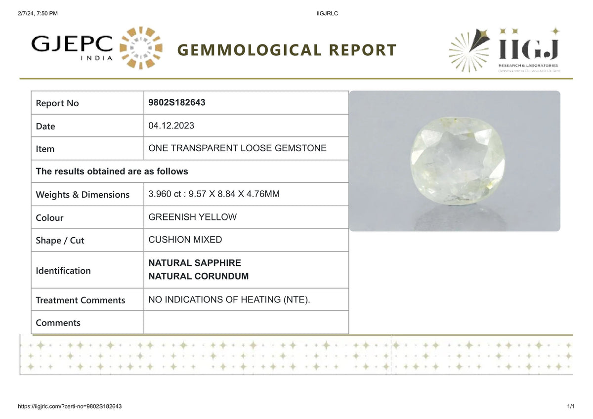 Natural Pitambari 3.96 Carats / 4.35 Ratti