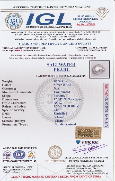 Venezuela Pearl 7.59 Carats / 8.34 Ratti