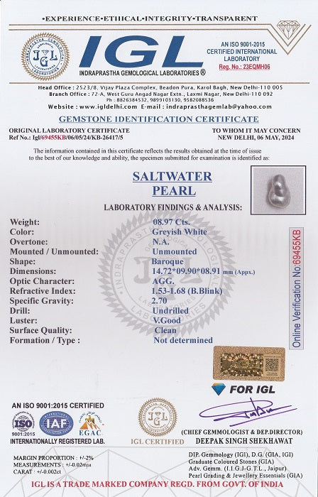 Venezuela Pearl (Moti) 8.97 Carats / 9.86 Ratti