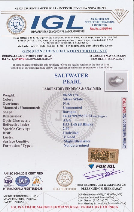 Venezuela Pearl 6.58 Carats / 7.23 Ratti