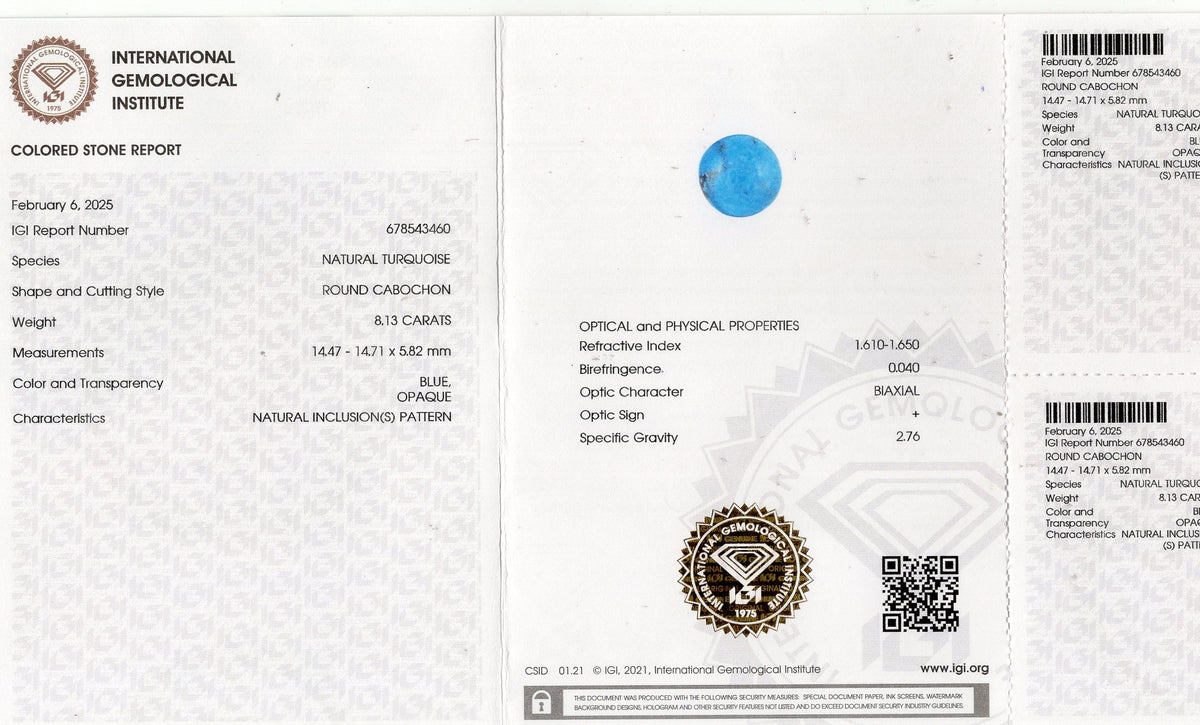 Irani Firoza (Turquoise) 8.13 Carats / 8.93 Ratti