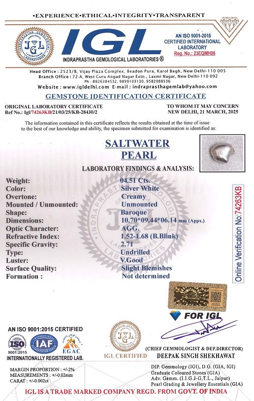 Venezuela Pearl 4.51 Carats / 4.96 Ratti