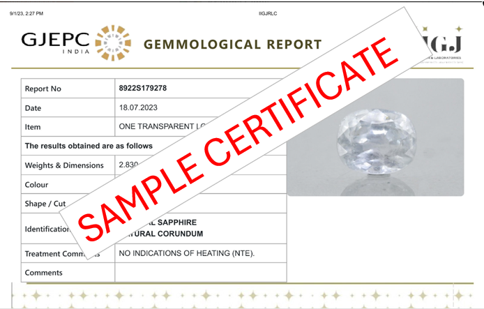 Natural Blue Sapphire 5.00 Carats / 5.49 Ratti