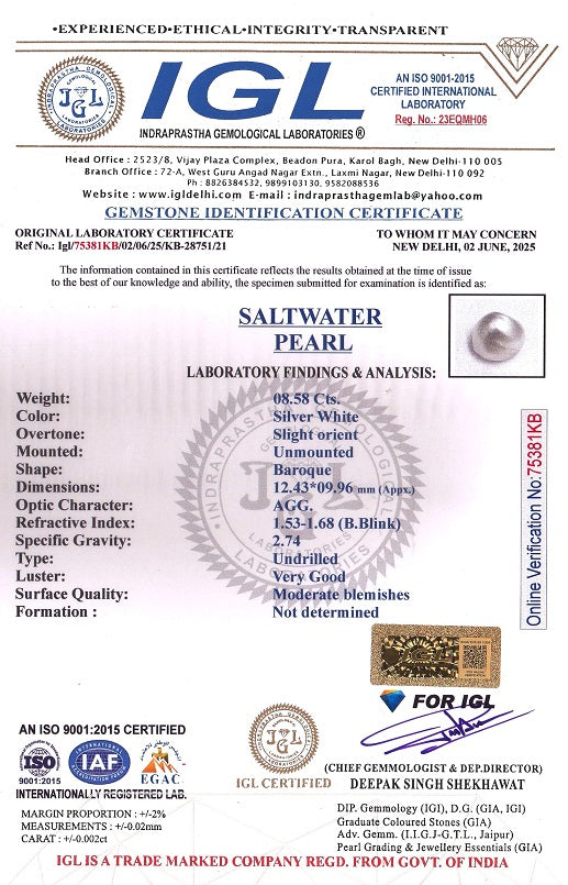 Venezuela Pearl8.58 Carats / 9.43 Ratti