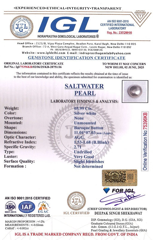Venezuela Pearl5.99 Carats / 6.58 Ratti