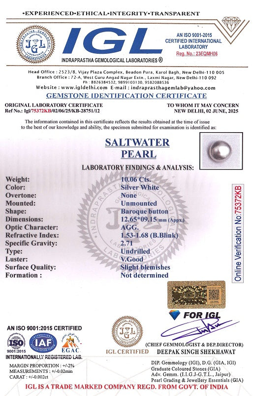 Venezuela Pearl10.06 Carats / 11.05 Ratti