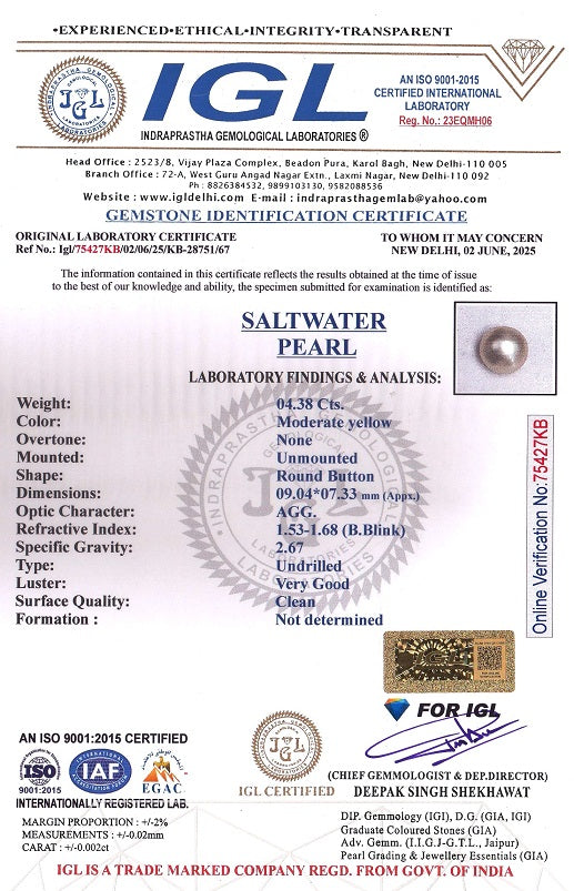 Venezuela Pearl4.38 Carats / 4.81 Ratti