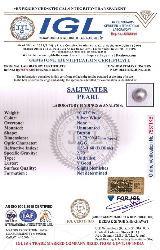 Venezuela Pearl10.43 Carats / 11.46 Ratti