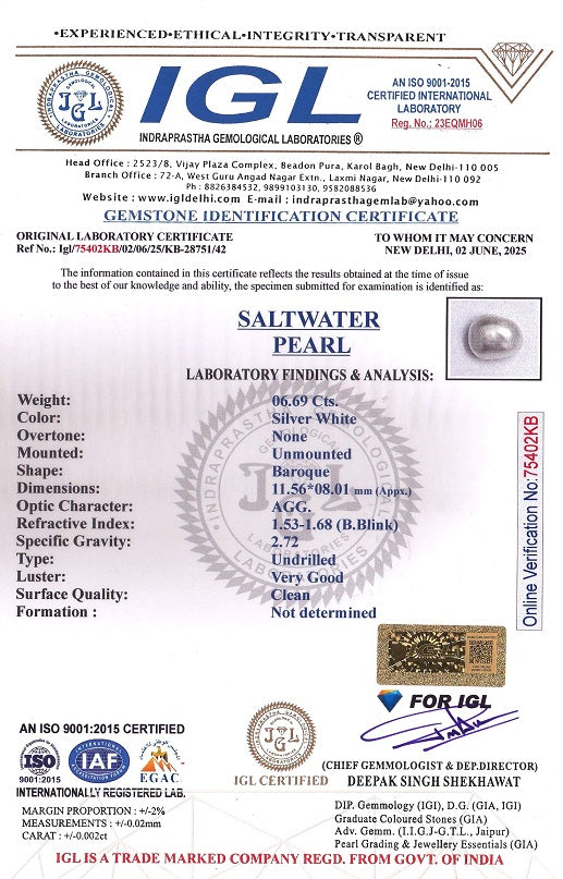 Venezuela Pearl6.69 Carats / 7.35 Ratti