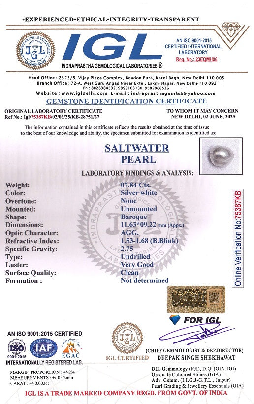 Venezuela Pearl7.84 Carats / 8.62 Ratti