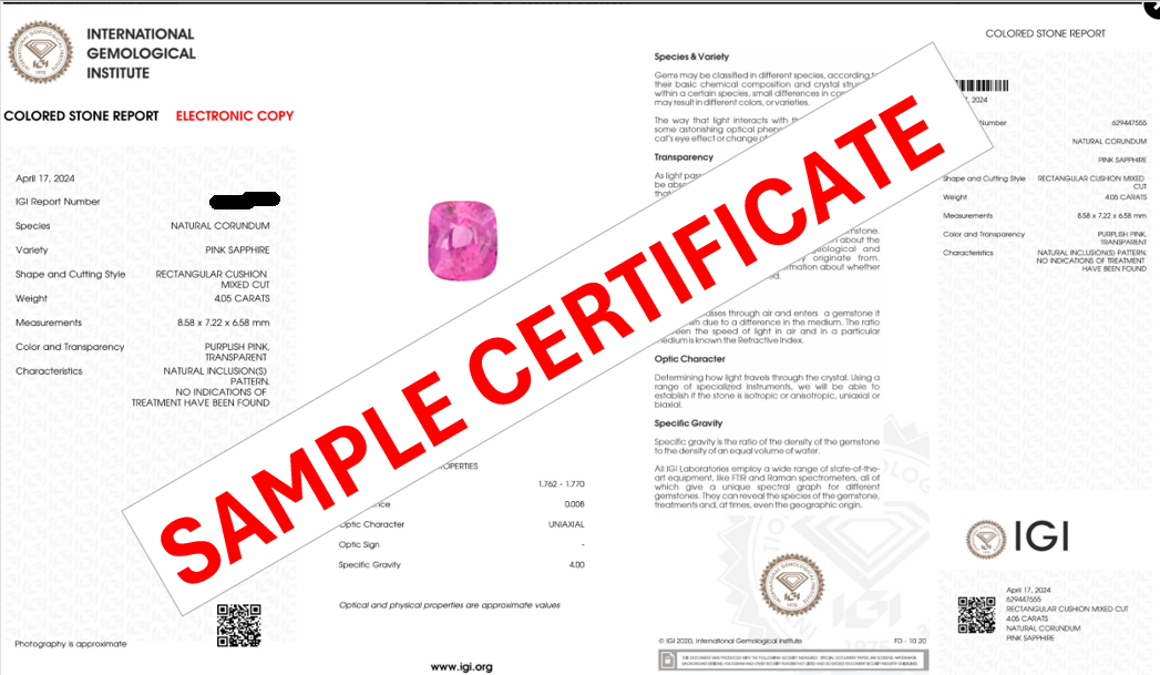 Natural Pink Sapphire 3.00 Carats / 3.3 Ratti