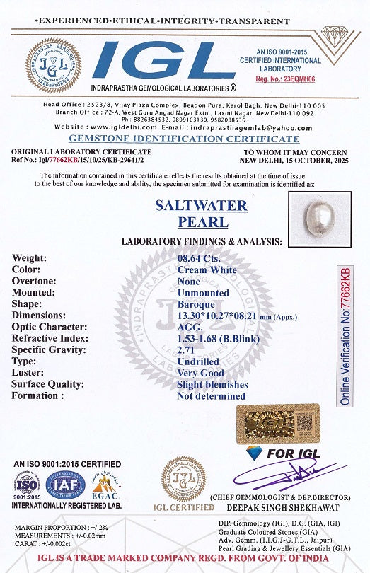 Venezuela Pearl8.64 Carats / 9.49 Ratti