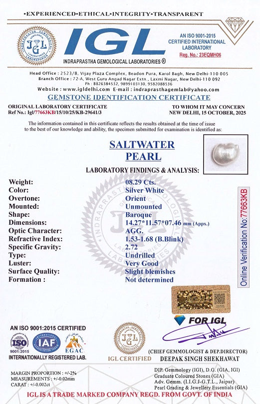 Venezuela Pearl8.29 Carats / 9.11 Ratti