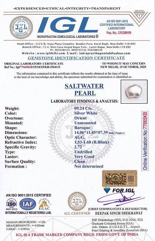 Venezuela Pearl9.24 Carats / 10.15 Ratti