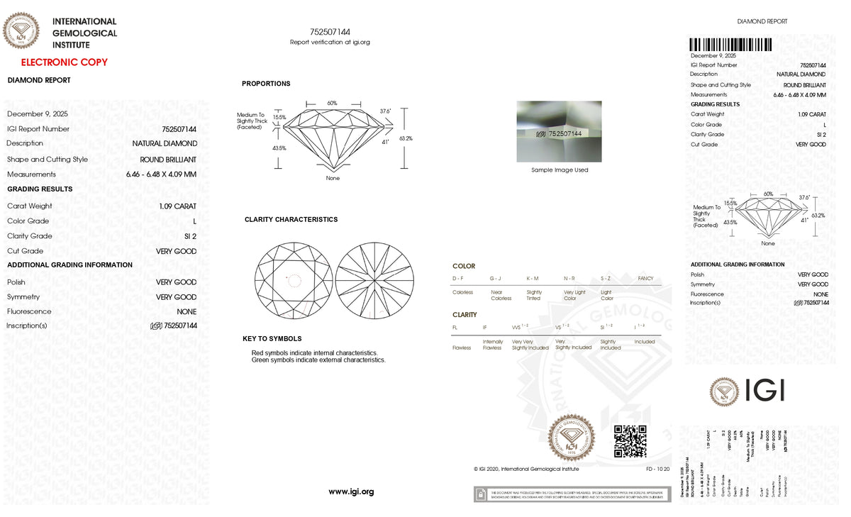 NATURAL DIAMOND 1.09 CARATS / 1.2 Ratti