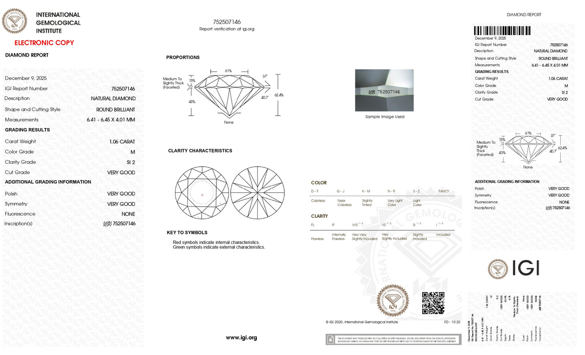 NATURAL DIAMOND 1.06 CARATS / 1.16 Ratti