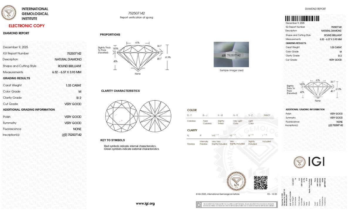 NATURAL DIAMOND 1.03 CARATS / 1.13 Ratti