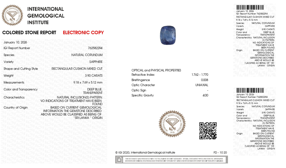 Natural Blue Sapphire 3.90 Carats / 4.29 Ratti