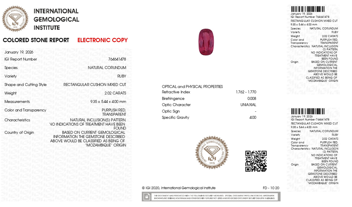 Mozambique Ruby (Manik) 2.02 Carats / 2.22 Ratti
