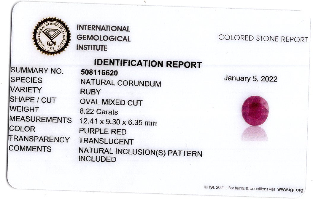 African Ruby (Manik) 8.22 Carats / 9.03 Ratti