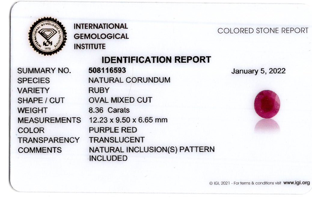 African Ruby (Manik) 8.36 Carats / 9.19 Ratti