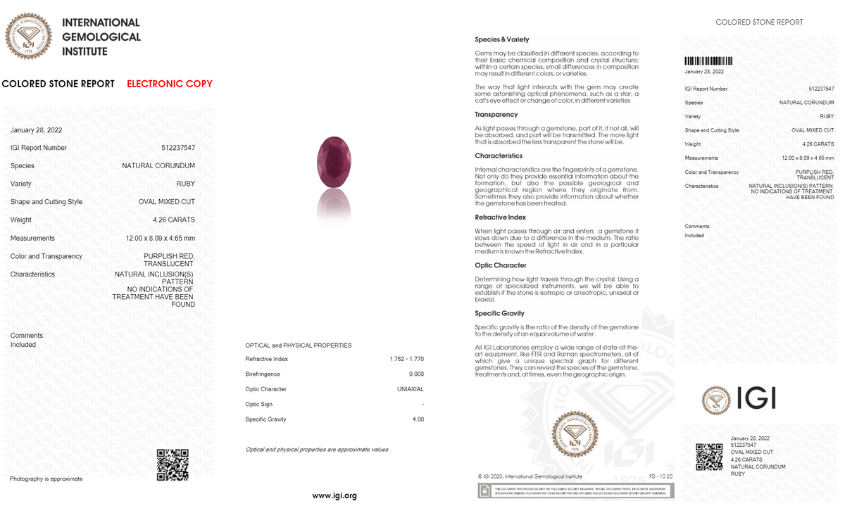 African Ruby (Manik) 4.26 Carats / 4.68 Ratti