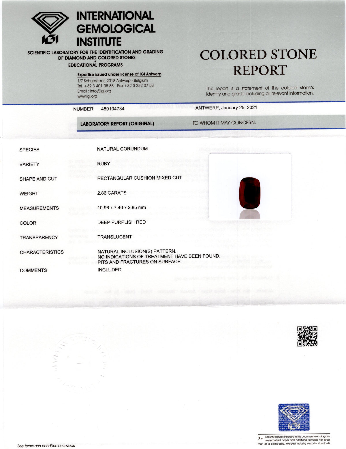 Mozambique Ruby (Manik) 2.86 Carats / 3.14 Ratti