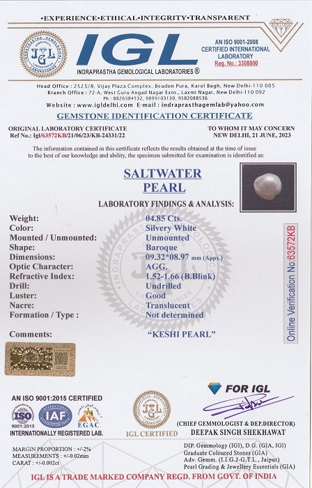 Keshi Pearl 4.85 Carats / 5.33 Ratti