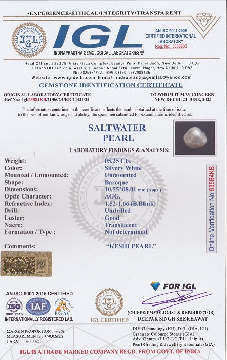 Keshi Pearl 5.25 Carats / 5.77 Ratti