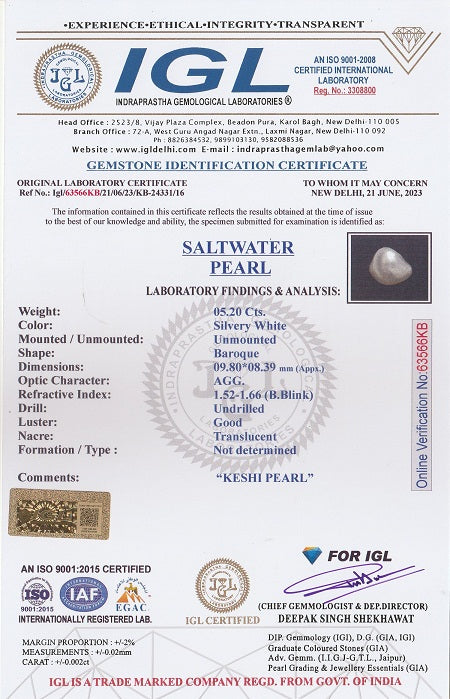 Keshi Pearl 5.20 Carats / 5.71 Ratti