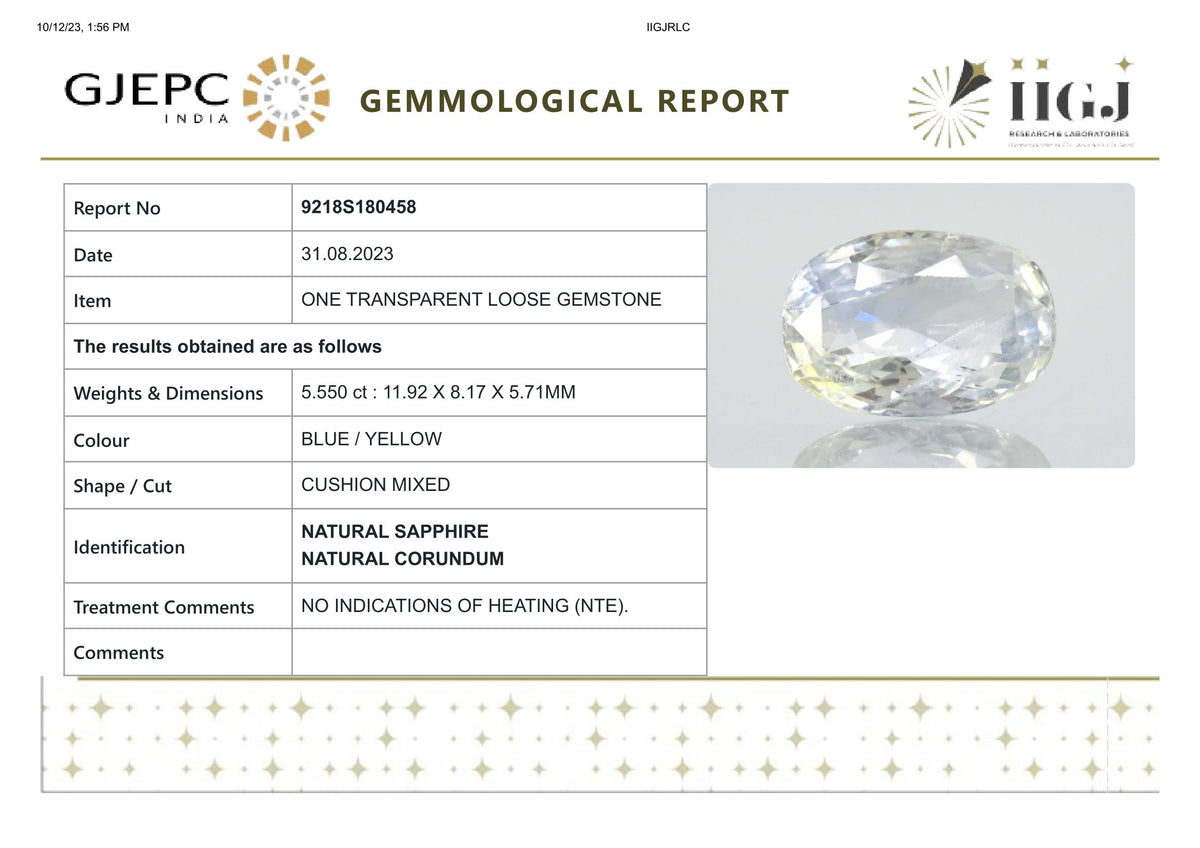 Natural Pitambari 5.55 Carats / 6.1 Ratti