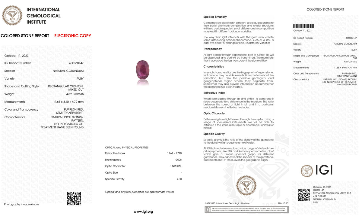 Mozambique Ruby (Manik) 4.59 Carats / 5.04 Ratti
