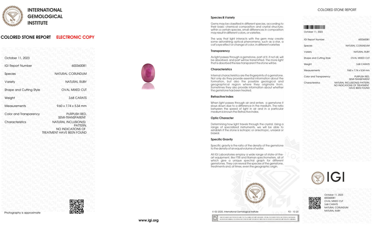 Natural Mozambique Ruby (Manik) 3.68 Carats / 4.04 Ratti