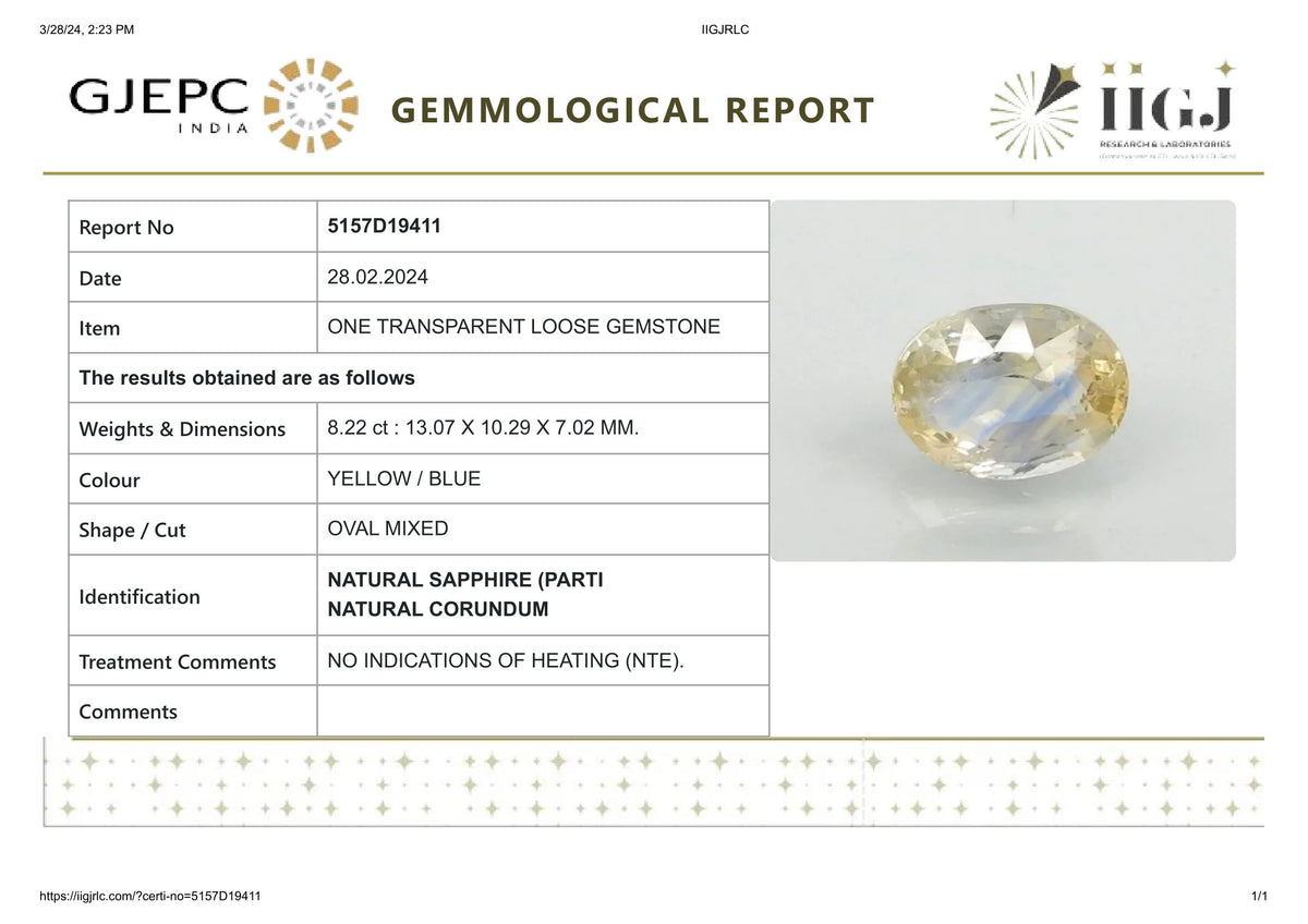 Natural Pitambari 8.22 Carats / 9.03 Ratti
