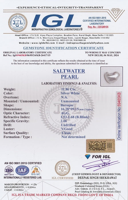 Venezuela Pearl 11.86 Carats / 13.03 Ratti