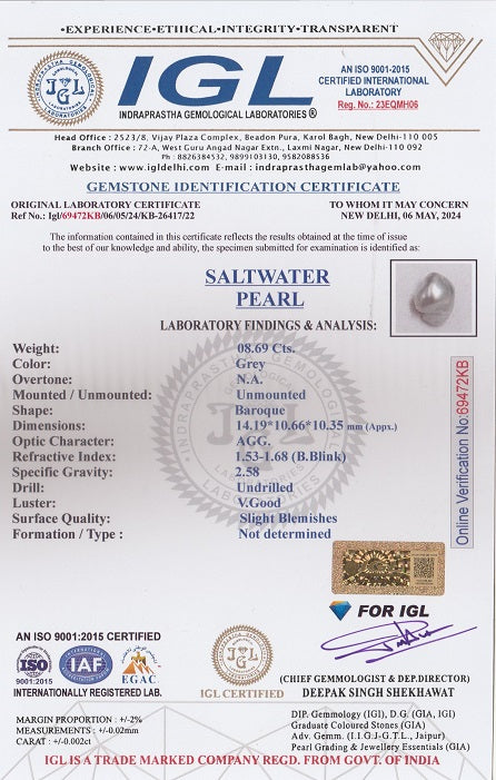 Venezuela Pearl 8.69 Carats / 9.55 Ratti
