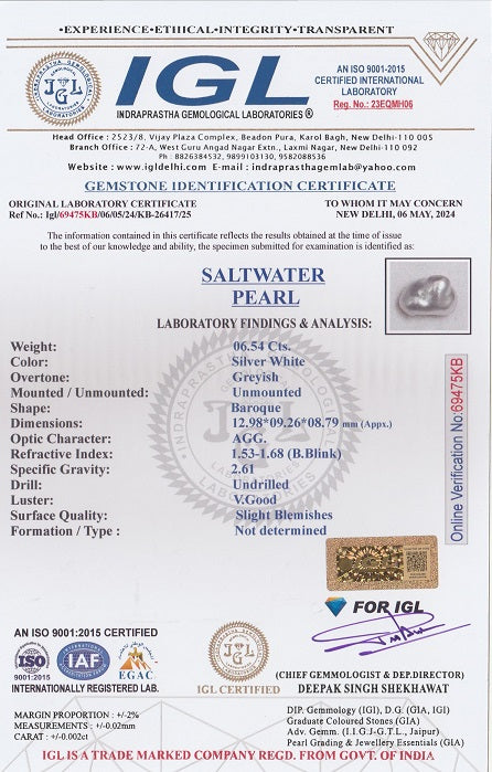 Venezuela Pearl 6.54 Carats / 7.19 Ratti