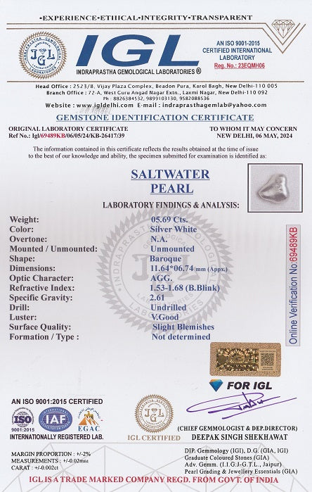 Venezuela Pearl 5.69 Carats / 6.25 Ratti