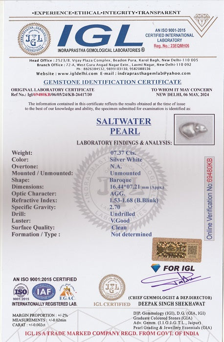 Venezuela Pearl 7.37 Carats / 8.1 Ratti