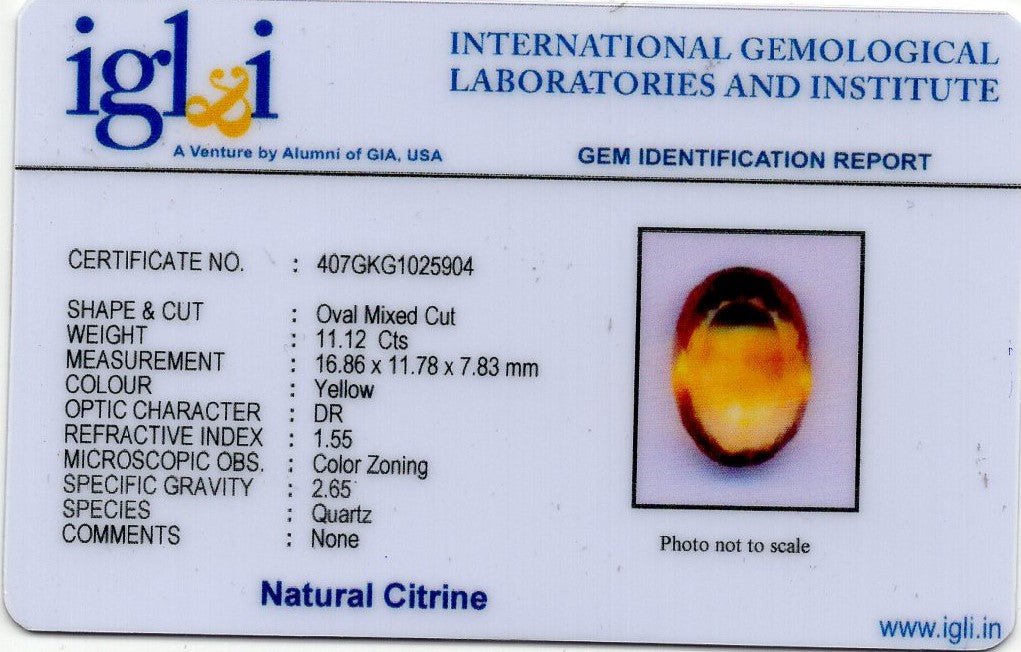 Citrine (Sunela) 11.12 Carats / 12.22 Ratti