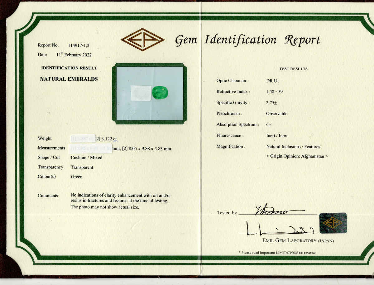 Panjshir Emerald (Panna) 3.12 Carats / 3.43 Ratti