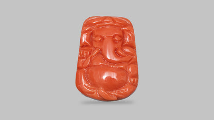 Ganesh Carving Red Coral 7.49 Carats / 8.23 Ratti