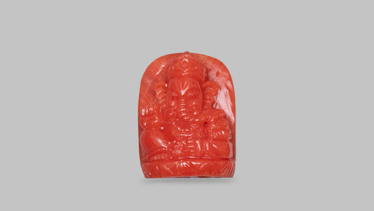 Ganesh Carving Red Coral 17.00 Carats / 18.68 Ratti