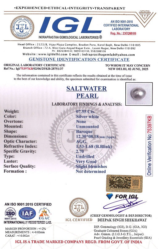 Venezuela Pearl7.55 Carats / 8.3 Ratti