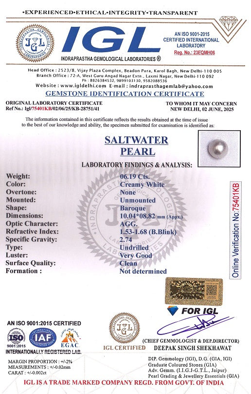 Venezuela Pearl6.19 Carats / 6.8 Ratti