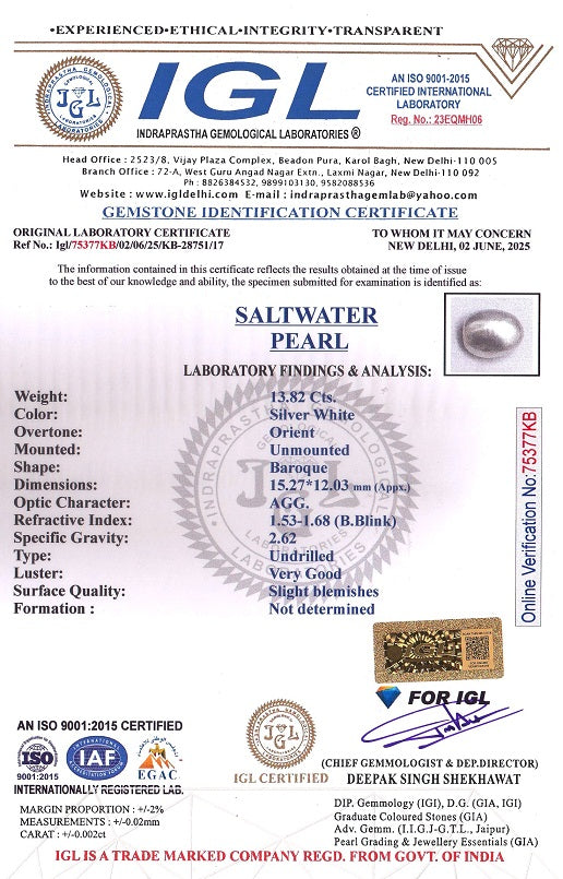 Venezuela Pearl13.82 Carats / 15.19 Ratti